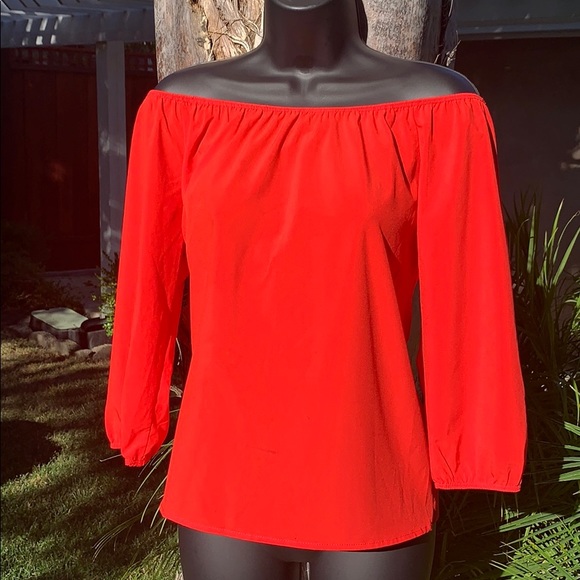 a'gaci Tops - Agaci Red Off Shoulder Full Sleeves Top